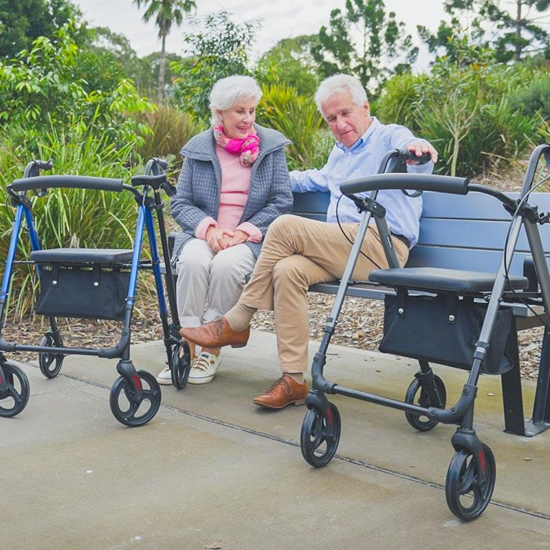 Load image into Gallery viewer, Equipmed 4 Wheel Lightweight Rollator Walker Titanium Colour
