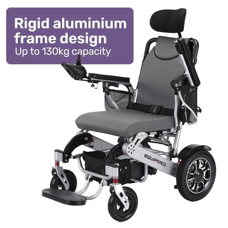Load image into Gallery viewer, Equipmed Power Electric Wheelchair Long Range Black &amp; Silver

