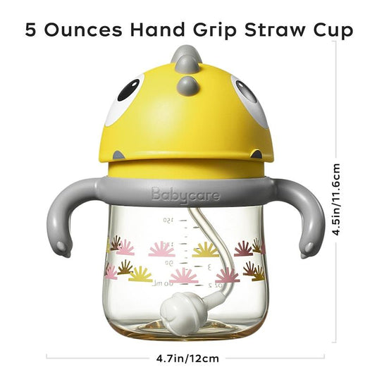 Bc Babycare T-REX TOBY Weighted Straw Sippy Cup 150ml (with Handle) Yellow