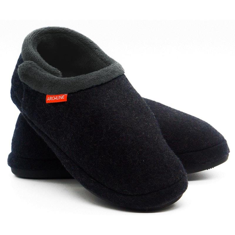 Load image into Gallery viewer, Archline Slippers Closed Back Arch Support Comfort Charcoal Marl Size 43
