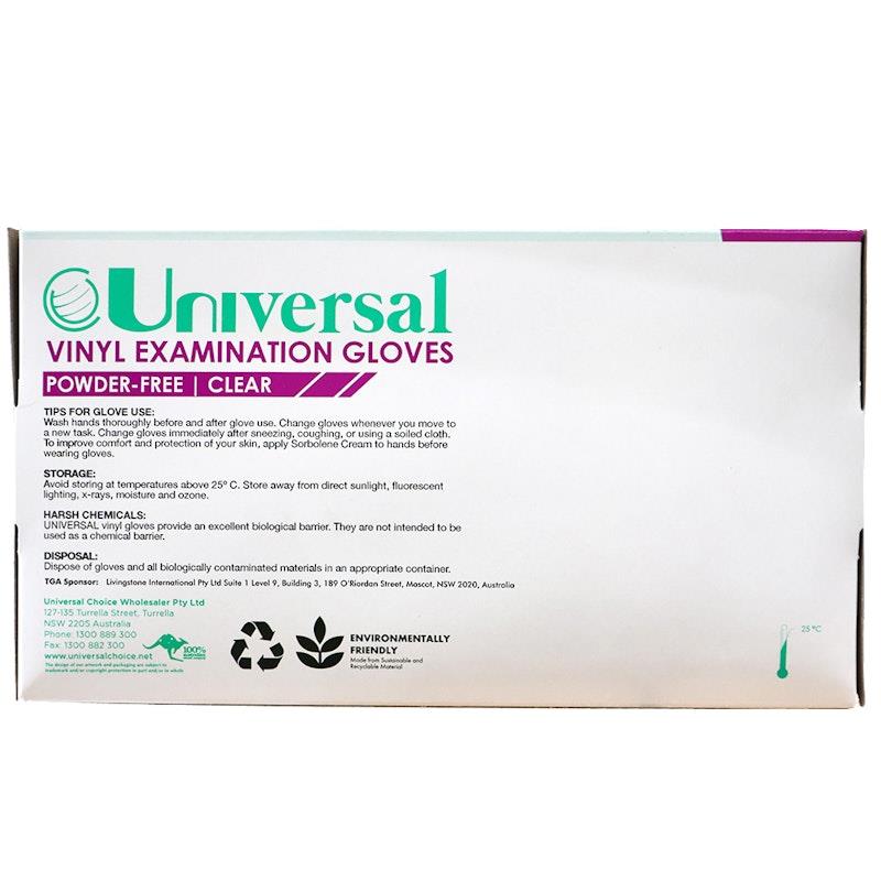 Load image into Gallery viewer, Universal Vinyl Examination Gloves ASTM Powder Free Small 100 Pieces/Box
