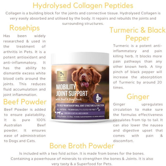 Natural Pet Supplements Mobility Joint Support Powder for Dogs and Cats 300g