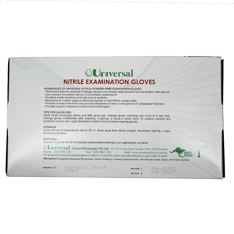Load image into Gallery viewer, Universal Nitrile Examination Gloves ASTM Powder Free Large 100 Pieces/Box
