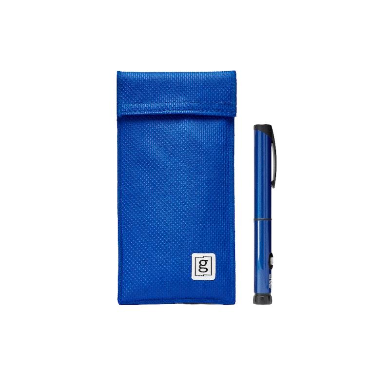 Load image into Gallery viewer, Glucology Blue 2 Pouch + Temperature Sensor + 20 Pack Alcohol free Finger Wipes Bundle
