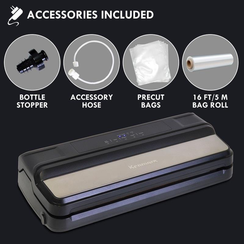 Load image into Gallery viewer, Kenmore Vacuum Sealer Machine, One-Touch Automatic Food Sealer Stainless Steel
