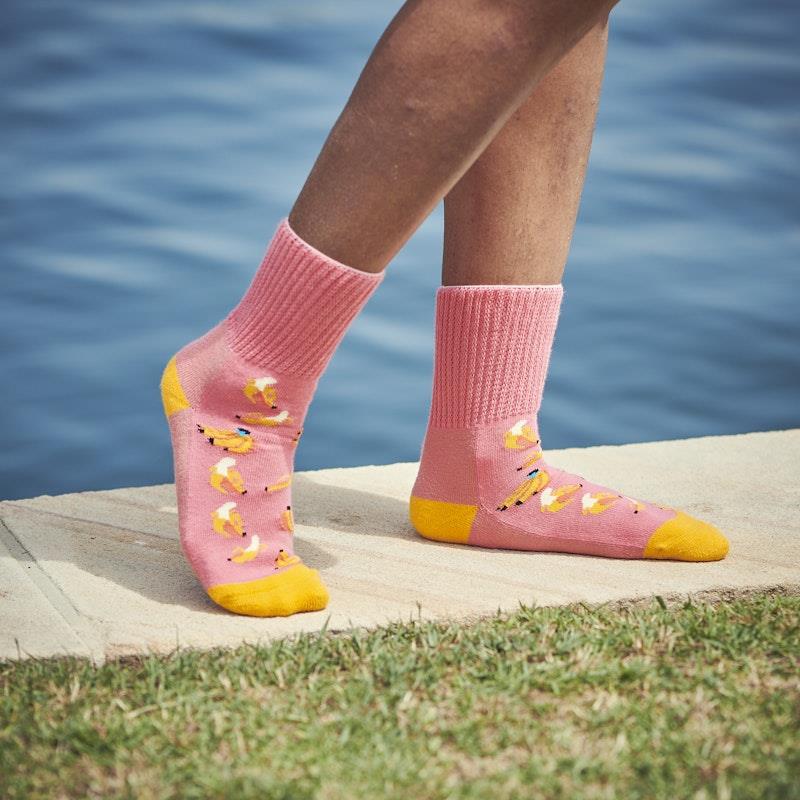 Load image into Gallery viewer, Glucology 6 Pack Mixed Patterned Socks - Bananas, Avocado &amp; Eggs Small
