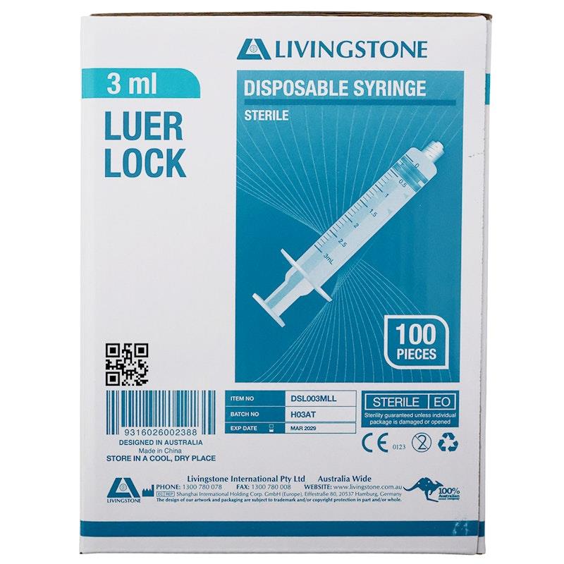 Load image into Gallery viewer, Livingstone Syringe Luer Lock Tip 3ml 100 Pieces/Box
