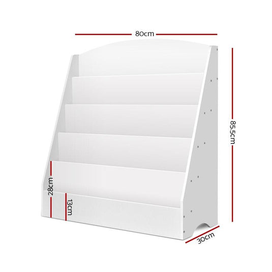 Keezi Kids 5 Tiers Bookshelf Magazine Rack Shelf Organiser Bookcase Display White