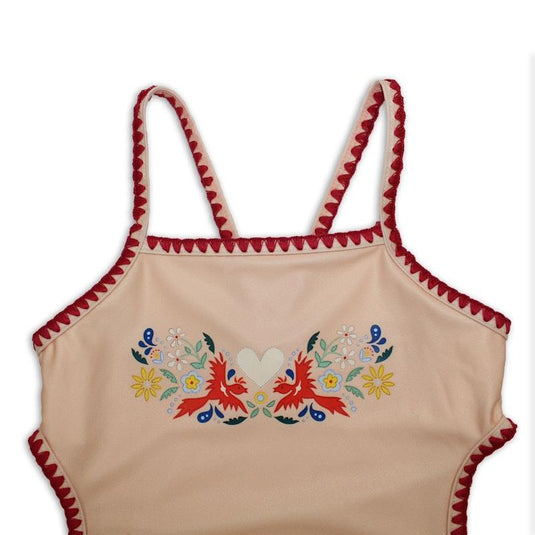 tyoub Kids Embroidered Swimsuit Vanilla Fire Bird Placement Print 10years