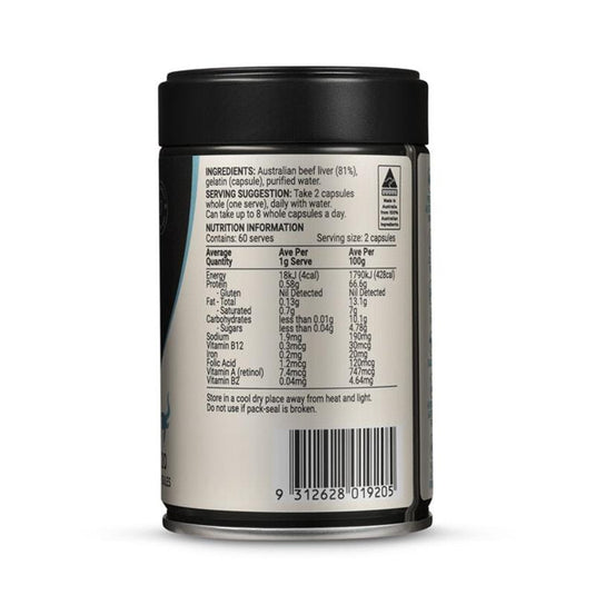 Melrose Origins Energy & Wellbeing Grass Fed Beef Liver 120Capsules