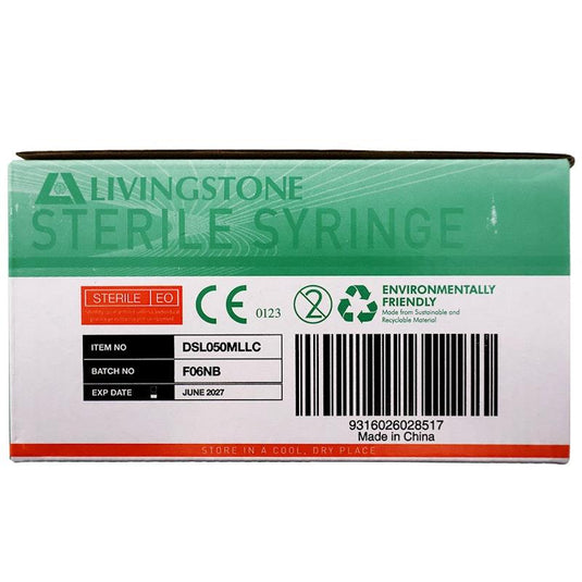 Livingstone Syringe Luer Lock Tip 50ml 20 Pieces/Box