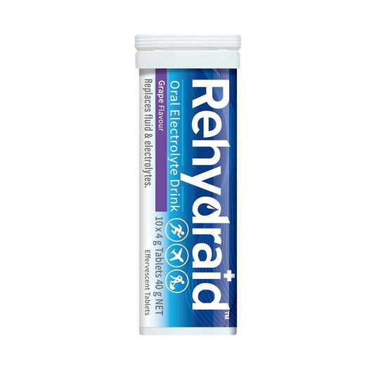 Rehydraid Electrolyte Effervescent Tablets Grape 10x6 Tubes