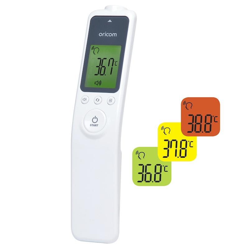 Load image into Gallery viewer, Oricom Baby HFS1000 Non-Contact Infrared Thermometer and 02SD Duck Digital Bath and Room Thermometer Bundle (HFS1000SD) Pack
