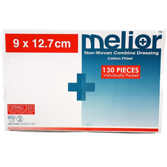 Melior Combine Dressing Pads Sterile 9 x 12.7cm 130 Pieces/Box