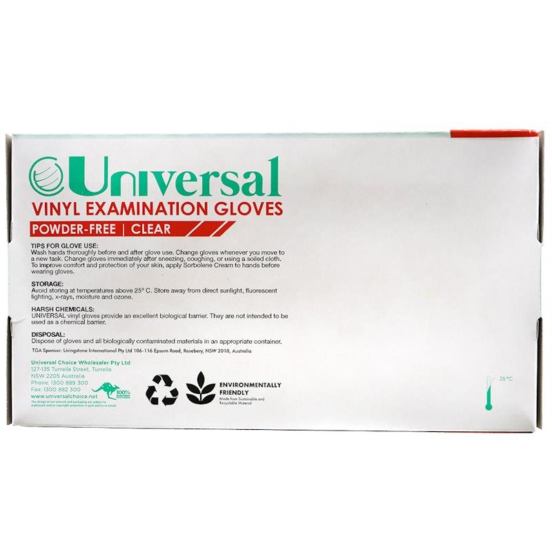 Load image into Gallery viewer, Universal Vinyl Examination Gloves ASTM Powder Free Large 100 Pieces/Box
