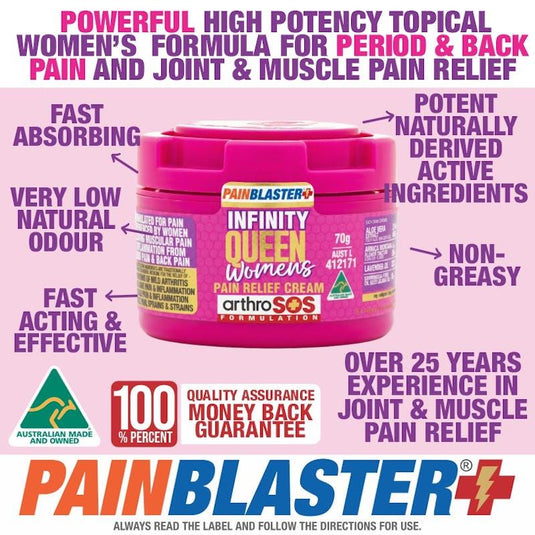 PAIN BLASTER Infinity Queen Women's Pain Relief Cream 70g by Athelite 2Pack