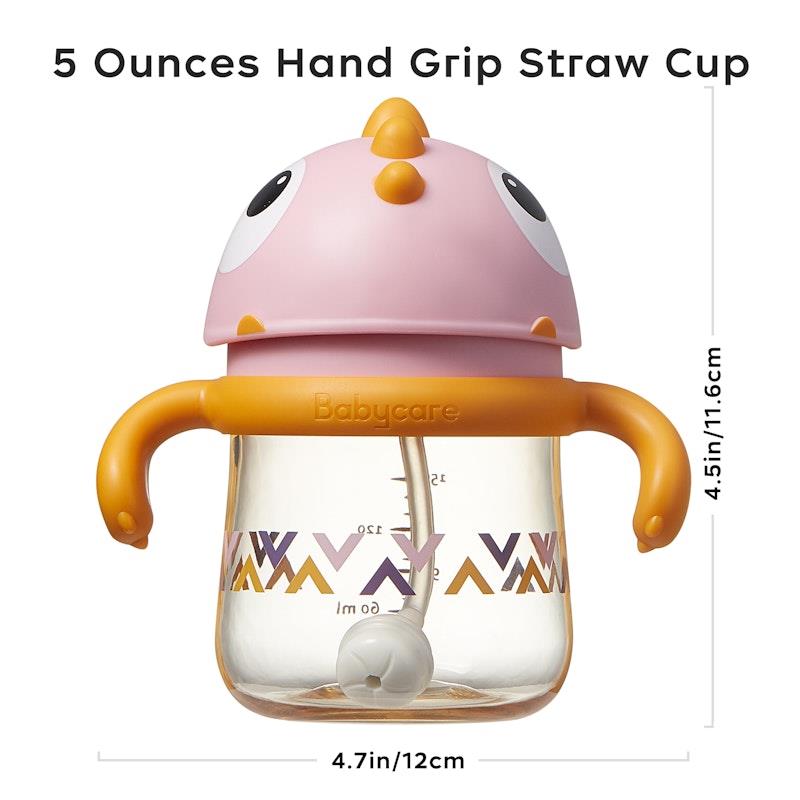 Load image into Gallery viewer, Bc Babycare T-REX TOBY Weighted Straw Sippy Cup 150ml (with Handle) Rose
