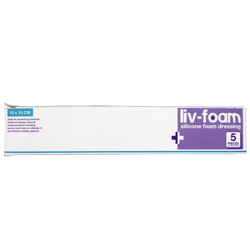 Load image into Gallery viewer, Livingstone Liv-Foam Silicone Foam Dressing with Adhesive Border Self Adherent 10 x 10cm 5 Pieces/Box
