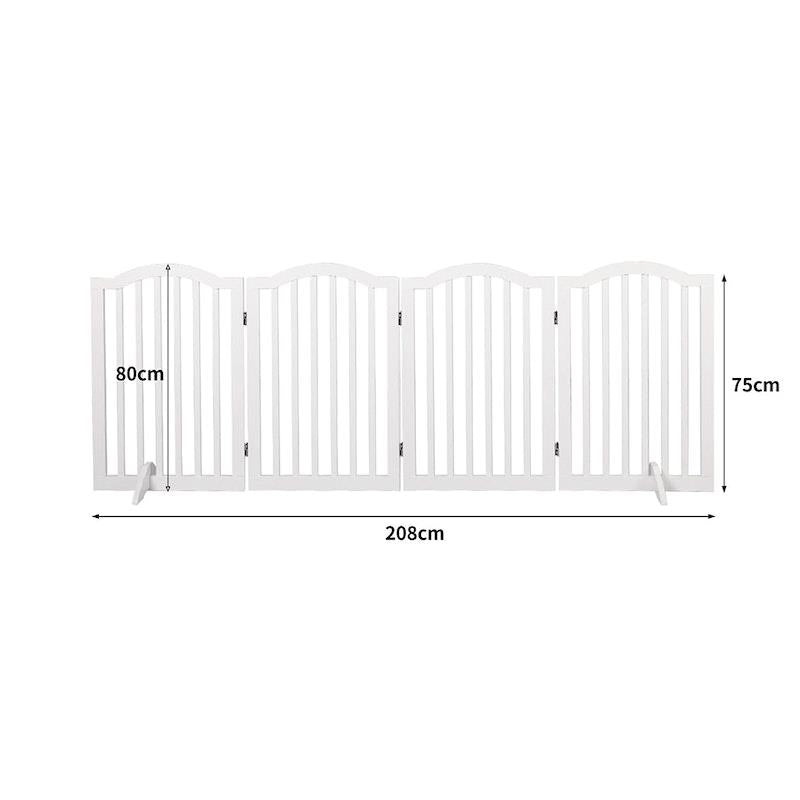 Load image into Gallery viewer, PaWz Wooden Pet Gate Dog Fence Safety Stair Barrier Security Door 4 Panels White 1Pack
