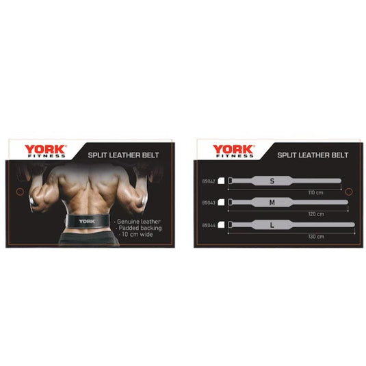 York Black Split Leather Belt / Double Stitched - S 1pc