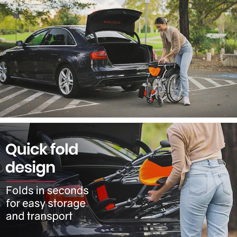 Load image into Gallery viewer, Equipmed 20 Inch Folding Aluminium Wheelchair Orange
