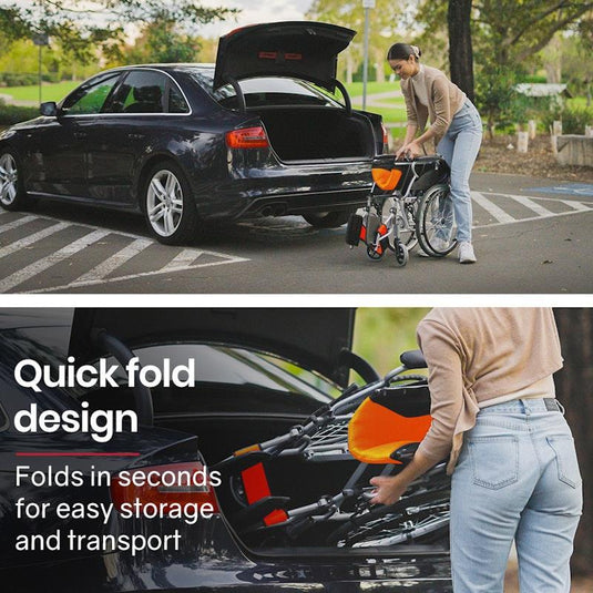 Equipmed 20 Inch Folding Aluminium Wheelchair Orange