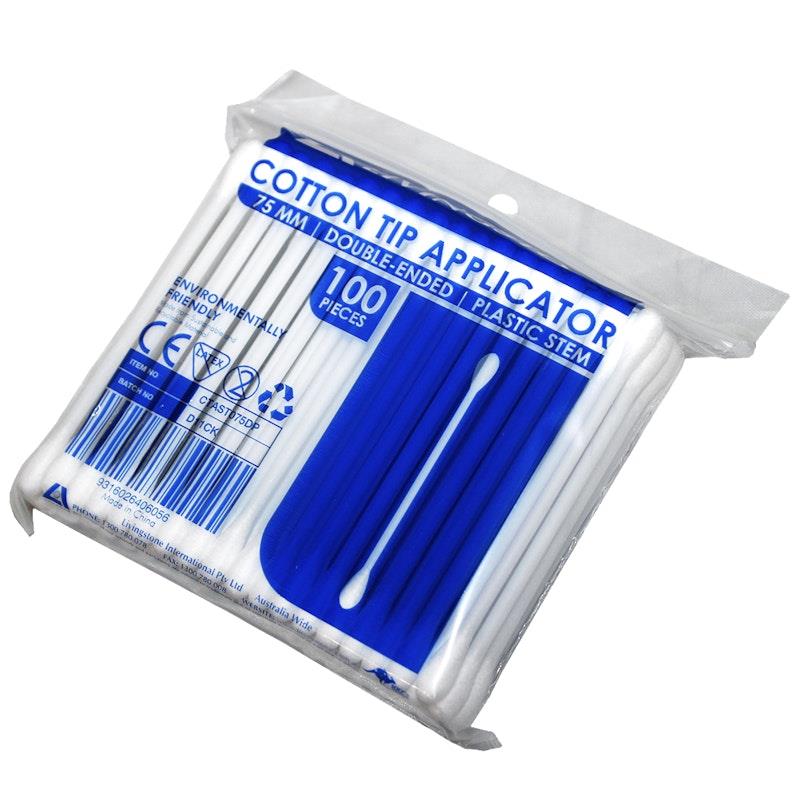 Load image into Gallery viewer, Livingstone Cotton Tip Applicator Double Tipped Plastic Stem 7.5cm 100 Pieces/Pack
