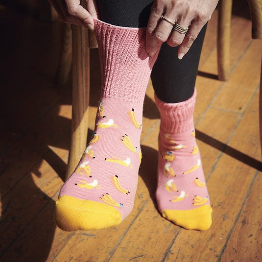 Glucology 6 Pack Mixed Patterned Socks - Bananas, Avocado & Eggs Large