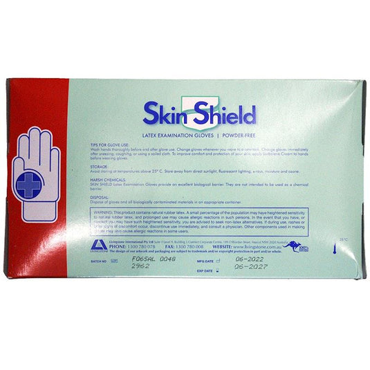 Skin Shield Powder Free Latex Gloves Large 100 Pieces/Box