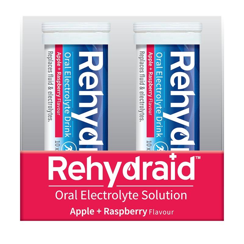 Load image into Gallery viewer, Rehydraid Electrolyte Effervescent Tablets Apple Raspberry 10x6 Tubes
