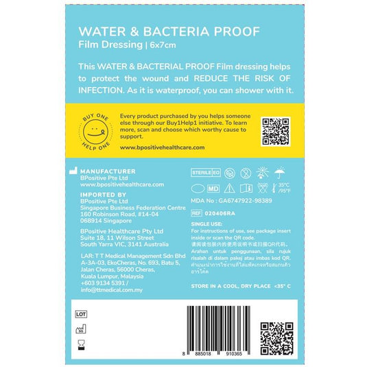 bpositive Water & Bacteria-Proof Dressing 6x7cm 2Pack