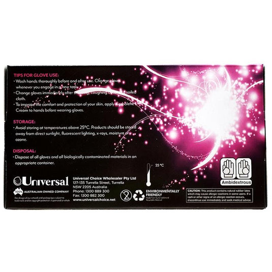 Lilith Salon Latex Gloves Powder Free Black Medium 100 Pieces/Box