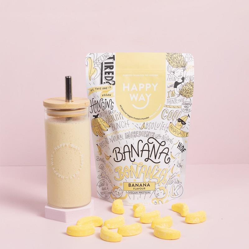 Load image into Gallery viewer, Happy Way Banana Bonanza Vegan Protein Powder 500g
