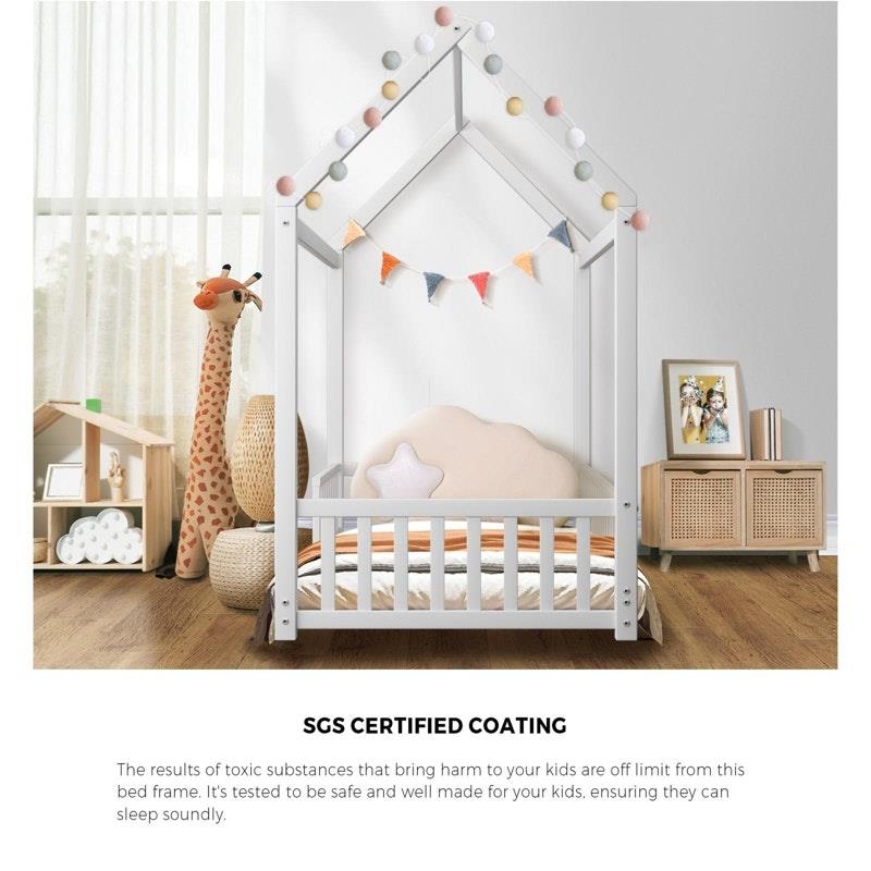 Load image into Gallery viewer, Oikiture Bed Frame Kids Wooden Timber House Frame Single
