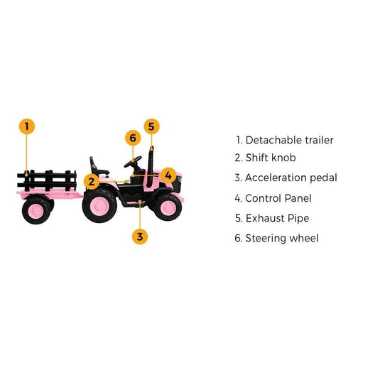 Mazam XL SIZE Kids Ride On Car Tractor 12V Remote Control Electric Pink
