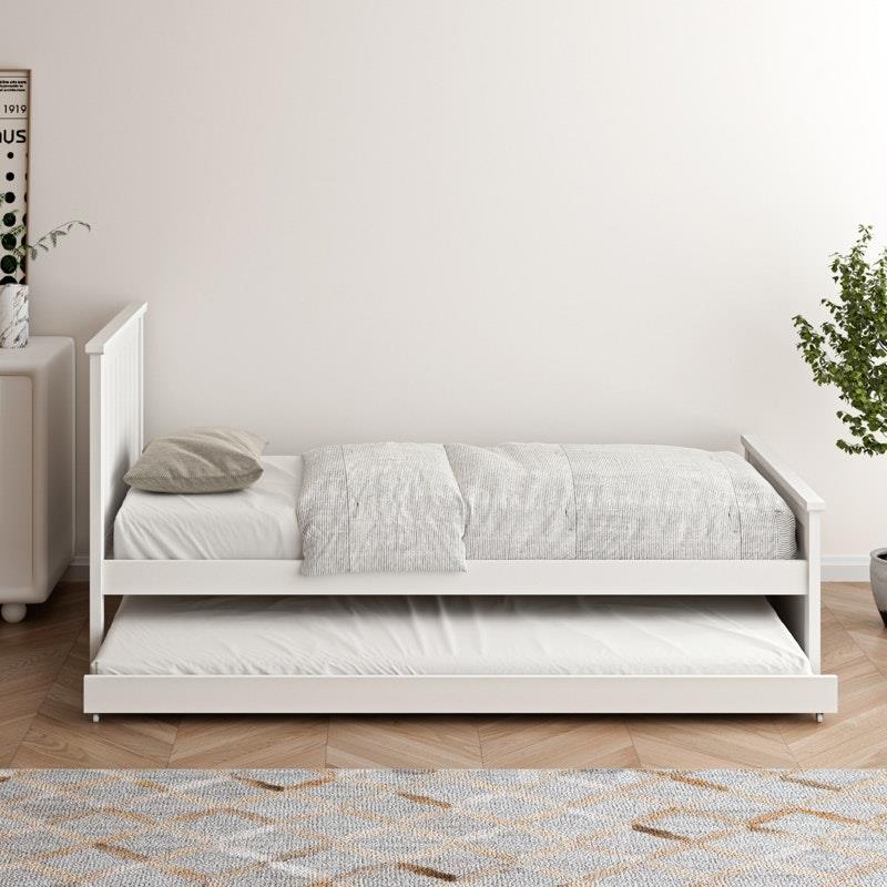 Load image into Gallery viewer, Oikiture Trundle Bed Frame Single Size Beds Base Wooden Daybed White

