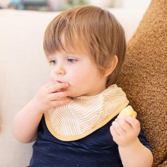 Little Bamboo Muslin Bib - Linear Sands Marigold 4Pack