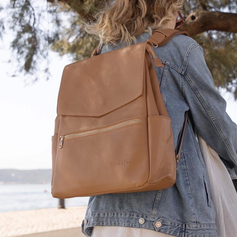 Load image into Gallery viewer, Hannah &amp; Henry Classic Nappy Bag Backpack Tan
