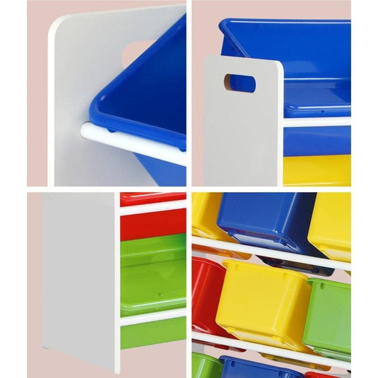 Oikiture Kids Toy Box Organiser 12 Bins Display Shelf Storage Rack Drawer Multicolors