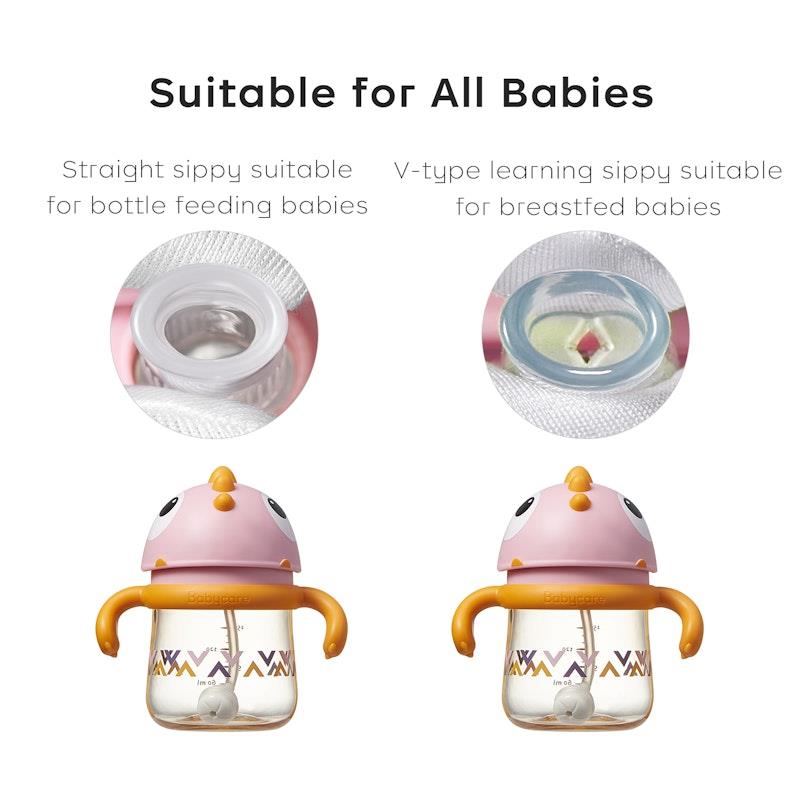 Load image into Gallery viewer, Bc Babycare T-REX TOBY Weighted Straw Sippy Cup 150ml (with Handle) Rose
