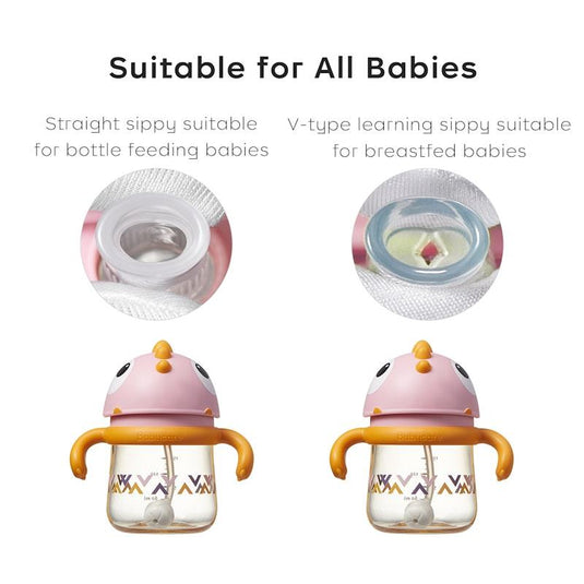 Bc Babycare T-REX TOBY Weighted Straw Sippy Cup 150ml (with Handle) Rose