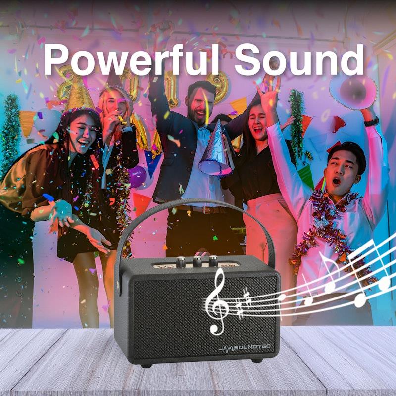 Load image into Gallery viewer, Laser SoundTec Retro Bluetooth Boombox Black
