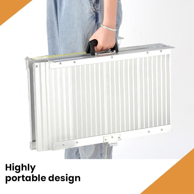 Load image into Gallery viewer, Equipmed 182cm Portable Folding Aluminium Access Ramp Silver
