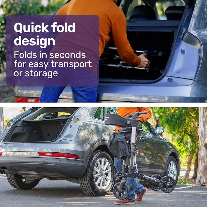 Load image into Gallery viewer, Equipmed Foldable Aluminium Walking Frame Rollator Titanium Colour
