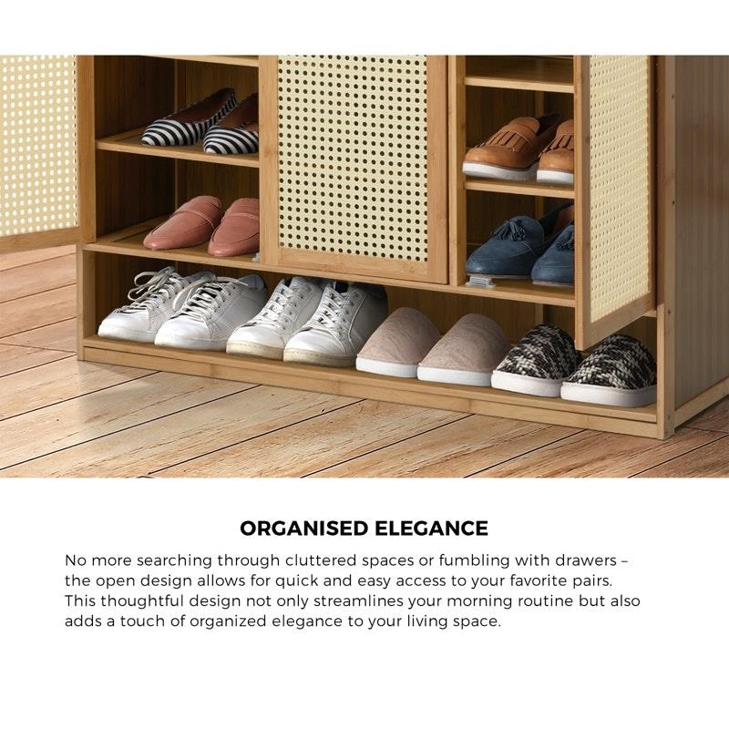 Load image into Gallery viewer, Oikiture Shoe Storage Cabinet Shoes Rack Organiser 7 Tier Shelf Rattan Brown

