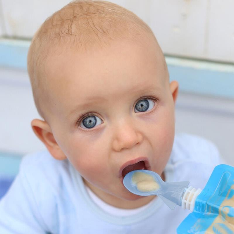 Load image into Gallery viewer, Cherub Baby Food Pouch Spoons &amp; Spouts Bundle - Cerulean &amp; Sage Pack
