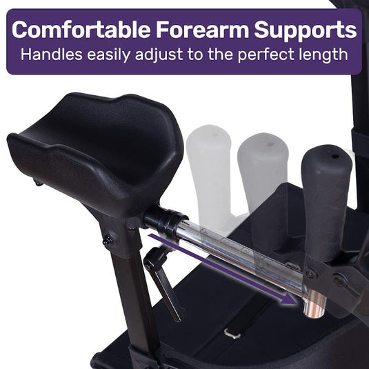 Equipmed Upright Rollator Walker With Forearm Support Rests Blue