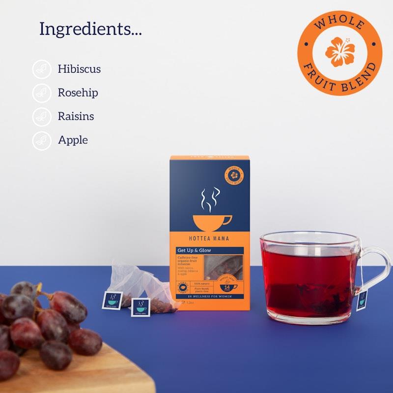 Load image into Gallery viewer, HOTTEA MAMA Organic Get Up &amp; Glow - Fruity Tea For A Caffeine-Free Boost 1Pack
