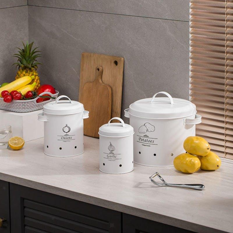Load image into Gallery viewer, Clevinger 3 pcs Galvanised Iron Fruit Vegetable Storage Tins Bundle

