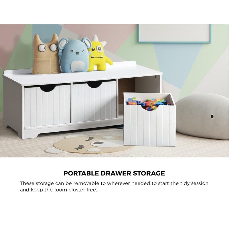 Load image into Gallery viewer, Oikiture Kids Toy Box Chest Storage Box Children Room Organiser Seating Bench White
